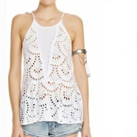 Free People Starry Eyelet White Tunic Top XS - Picture 4 of 10